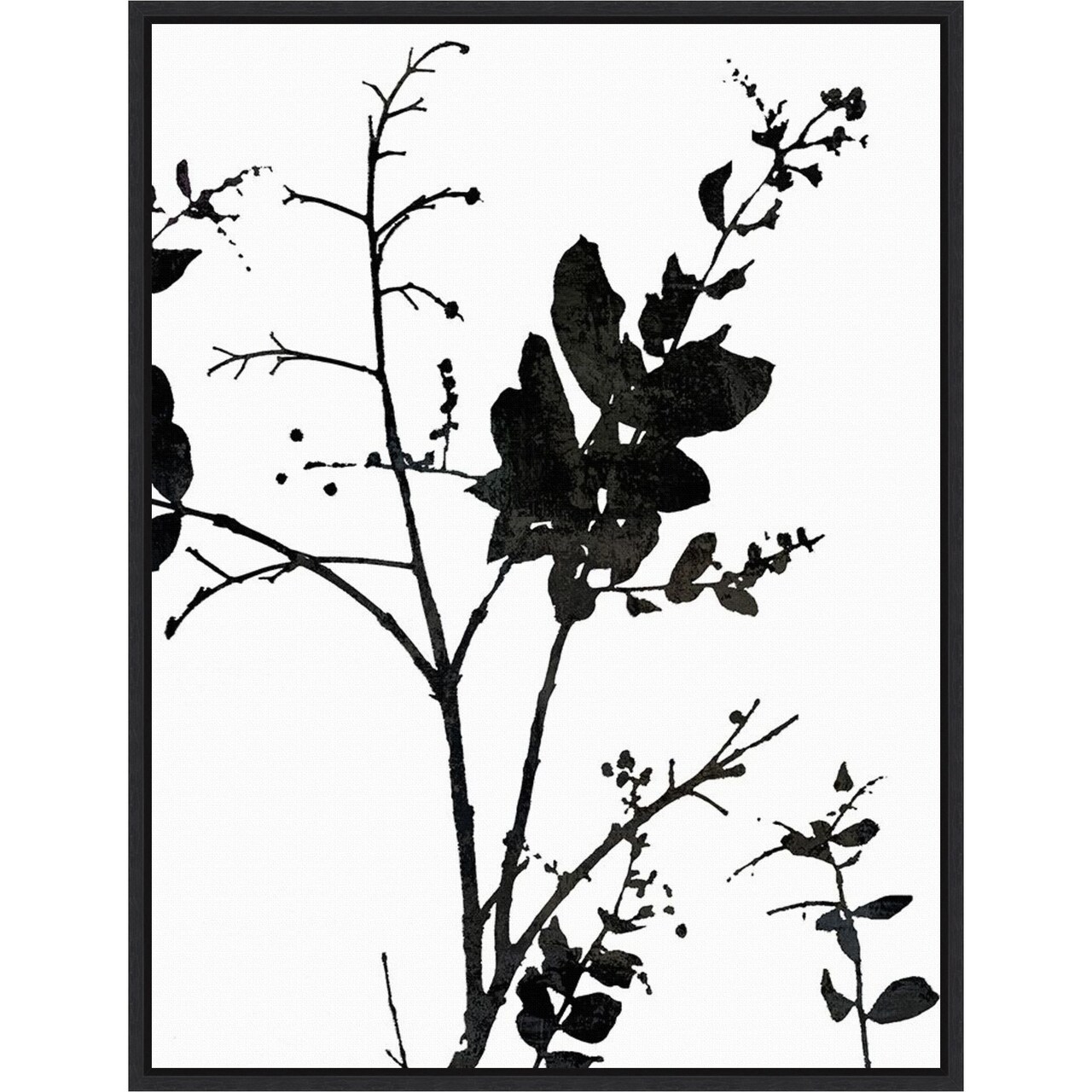 Nature Silhouette II (Leaves) by Danielle Carson 18-in. W x 24-in. H. Canvas Wall Art Print Framed in Black